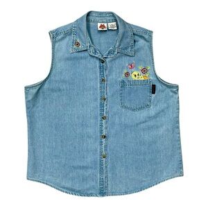 Vintage Looney Tunes Tweety Denim Sleeveless Shirt XL